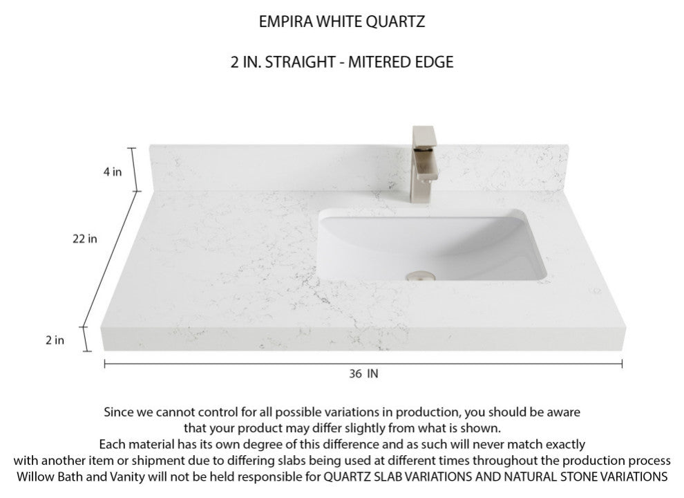 Cambridge 36 Right Offset Bath Vanity in Hale Navy Blue 2" Empira Quartz