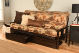 Caleb Frame Futon With Espresso Finish, Storage Drawers, Canadian