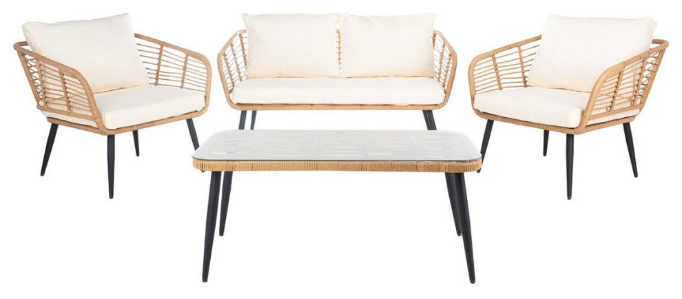 Safavieh Harrley 4Pc Living Set, Natural / White