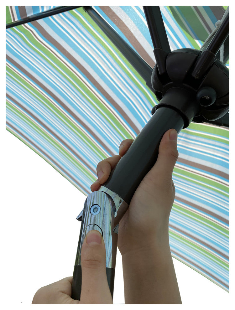 9' Outdoor Patio Steel Market Umbrella With Push Button Tilt and Crank, Green
