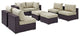Espresso Beige Convene 8 Piece Outdoor Patio Sectional Set