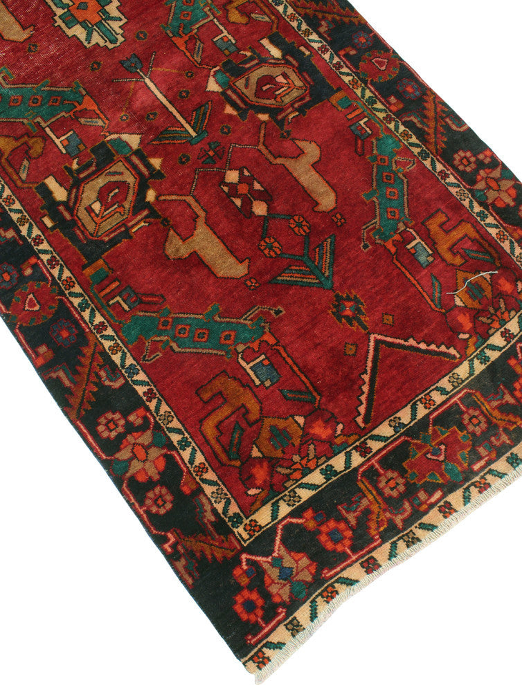 Fine Vintage Distressed Warith Red Runner, 3''6x11''7
