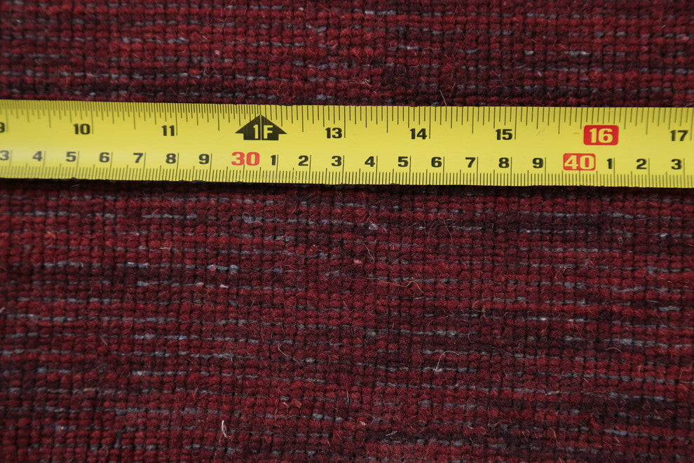 Gabbeh Striped Pattern Hand-Knotted Indian Oriental Rug, Red, 9'11"X8'2"
