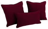 Double-Corded Solid Twill Throw Pillows With Inserts, 3-Piece Set, Burgundy