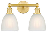 Castile 2-Light 15" Bath Vanity Light, Satin Gold Finish, White Shade