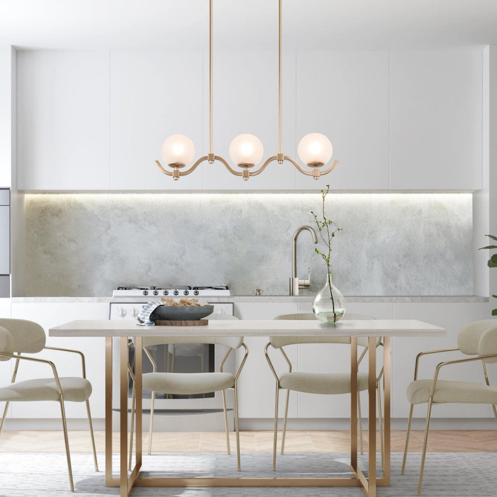 LALUZ 30-in Gold and Frosted Glass Modern Linear Kitchen Island Lighting