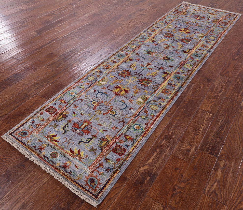 Persian Tabriz Hand Knotted Wool Runner Rug 2' 9" X 9' 10" Q8384
