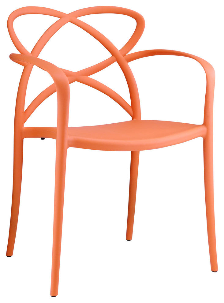 Modern Contemporary Dining Armchair, Orange Plastic