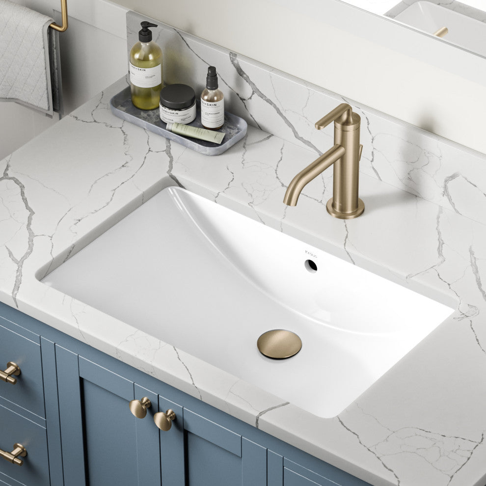 KRAUS Elavo 23 in. Rectangular Porcelain Ceramic Undermount Bathroom Sink