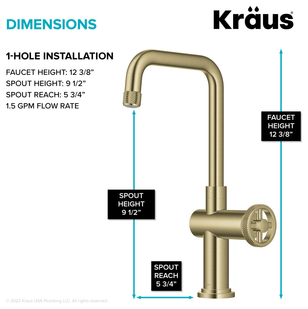 Urbix Bridge Kitchen Faucet, Brushed Gold, Kpf-3127bg