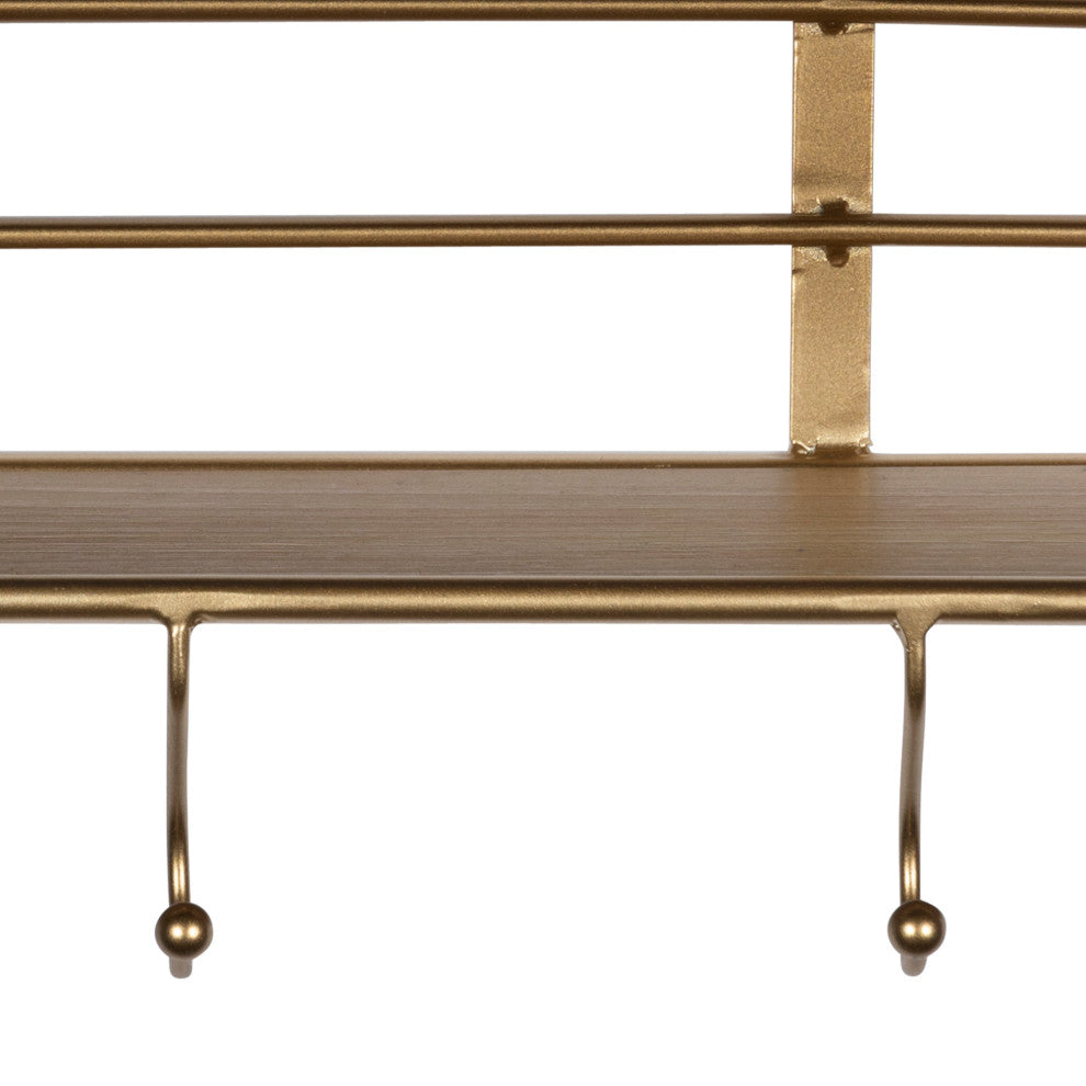 Golden Metal Shelf With Hooks