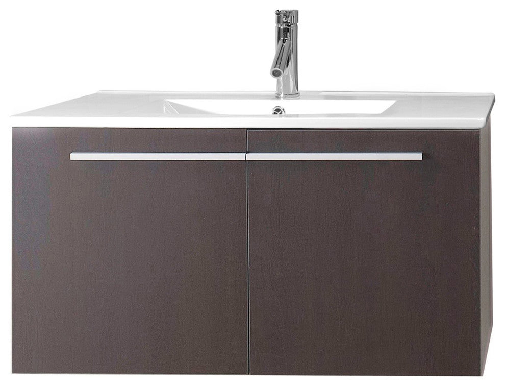 Midori 36" Single  Sink Wenge Top Vanity in Wenge with Polished Chrome Faucet