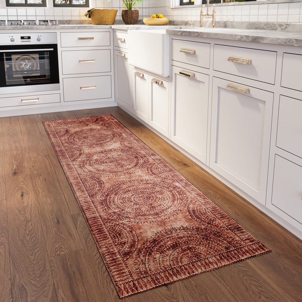 Indoor/Outdoor Sedona SN7 Spice Machine Washable 2'3" x 10' Runner Rug