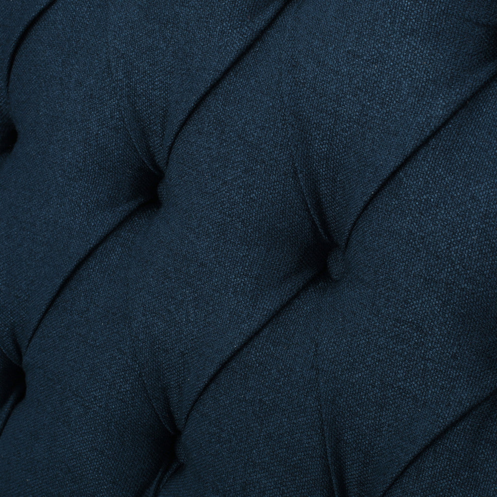 GDF Studio Xanthe Tufted Fabric Recliner, Set of 2, Navy Blue and Dark Brown