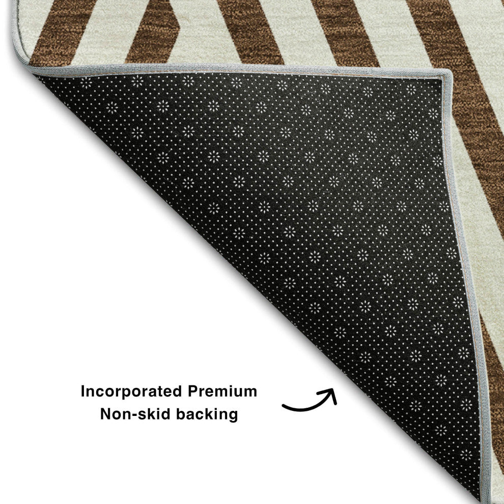 Premium Machine Washable Mayfield AMF550 Brown 3' x 5' Rug