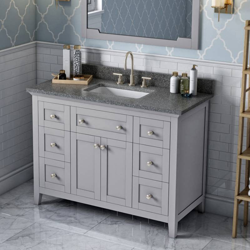 Chatham Traditional 48" Grey Single Sink Vanity, Boulder Cultured Marble Vanity