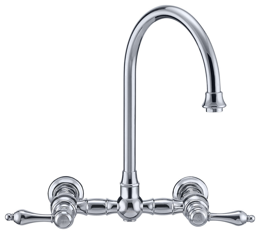 Vintage III Plus Wall Mount Faucet With a Long Gooseneck Swivel Spout, Lever Ha