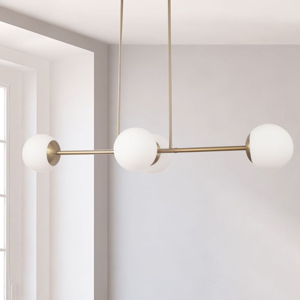 Dayana Transitional 4 Light Aged Brass White Metal Pendant