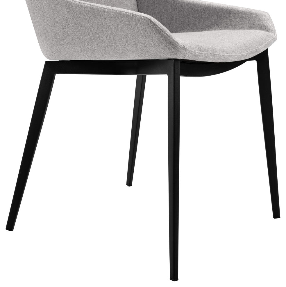 Kenna Modern Dining Chair in Matte Black Finish and Gray Fabric - Set of 2