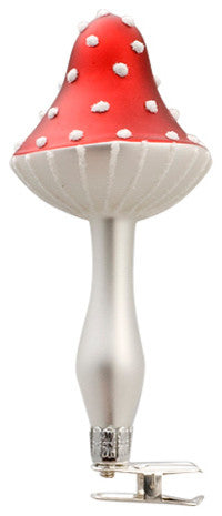 Red Toadstool Mushroom With Clip Attachment Ornament