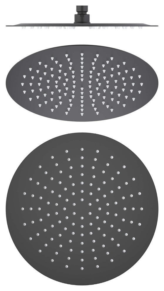 Circular 12" Metal Ultra Thin Profile Rain Shower Head 1.75 GPM, Matte Black