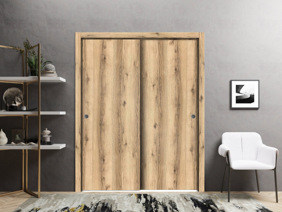 Sliding Closet Bypass Doors 72 x 80 | Planum 0010 Oak