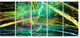 Green Yellow Magical Fractal Pattern, Abstract Canvas Art, 60"x28", 5 Panels