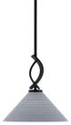 Cavella 1 Light Stem Mini Pendant, Matte Black Finish, 12" Gray Matrix Glass