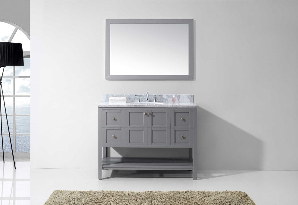 Winterfell 48" Single Bathroom Vanity Set, Gray With Mirror