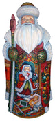 Christmas Night Fireplace Santa, Woodcarved Figurine