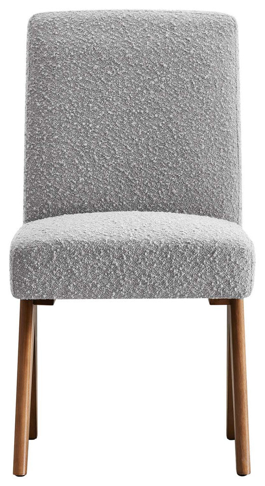 Lyra Boucle Fabric Dining Room Side Chair, Set of 2, Light Gray