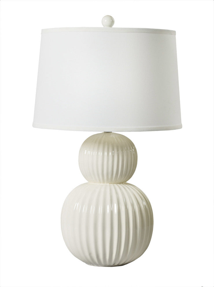 29" Ribbed Stacked Ball Ceramic Table Lamp, White