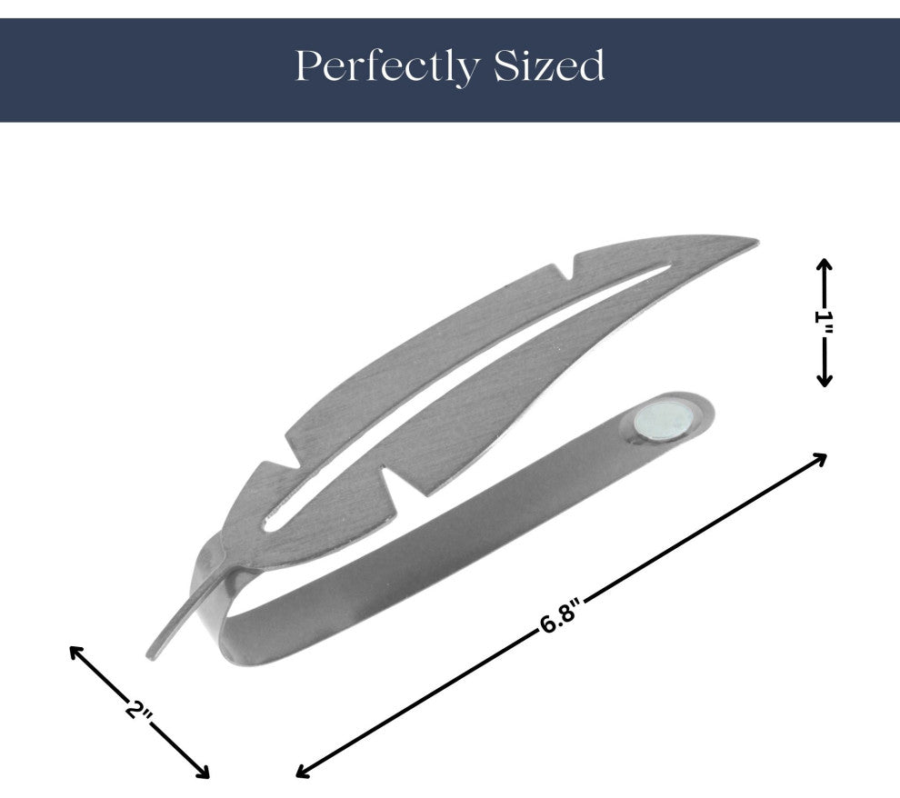 Metal Feather Curtain Tiebacks with Magnetic Closure "“ No Installation Needed, Gray, Pack of 2