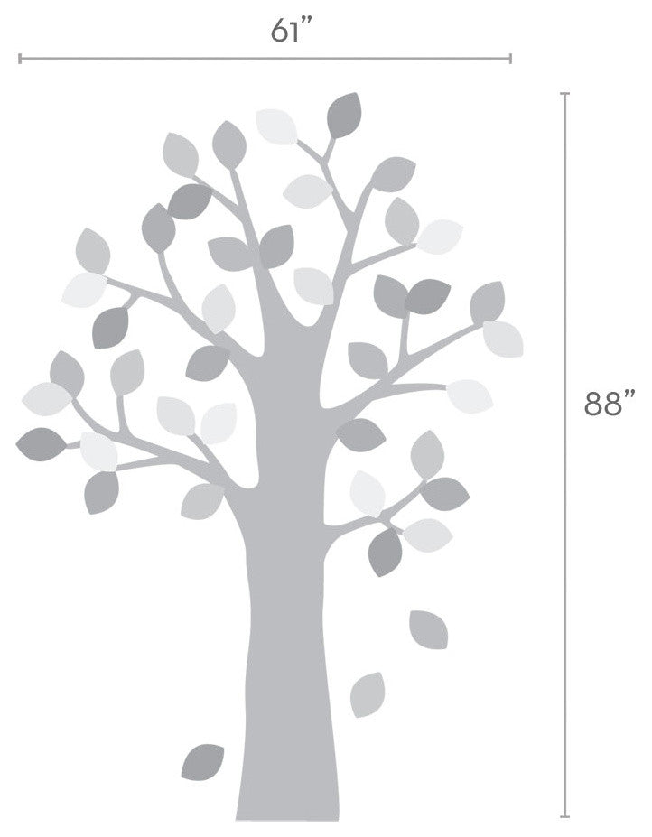 Pattern Tree With Leaves Vinyl Wall Sticker, Summer-Dark Brown