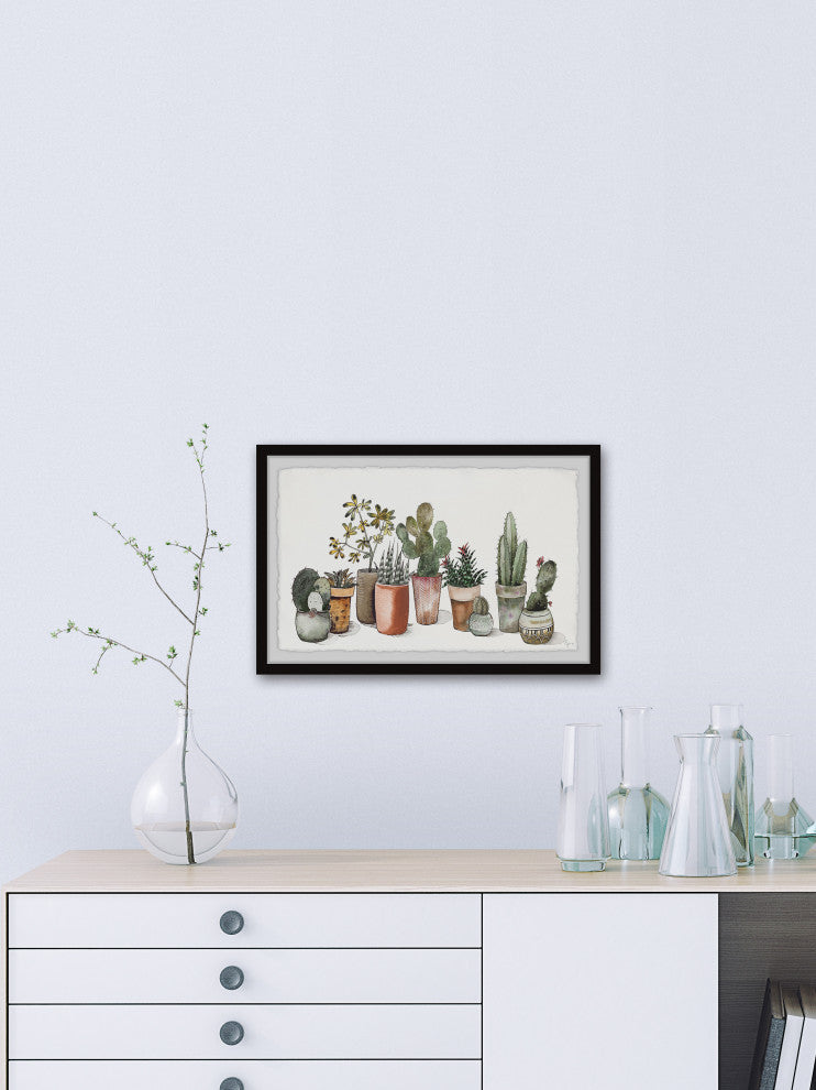 "Succulent Garden in Pots" Framed Painting Print, 45x30