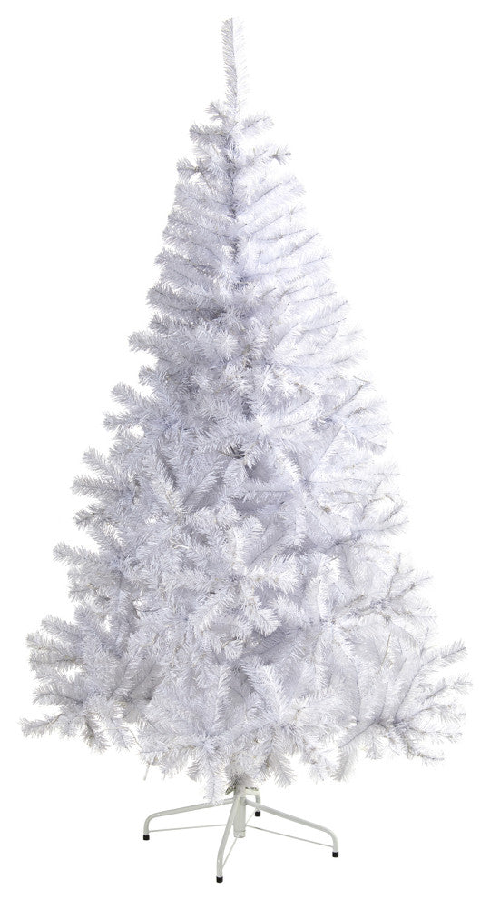 6' White Faux Christmas Tree With 680 Bendable Branches and 250 Clear LED Lights