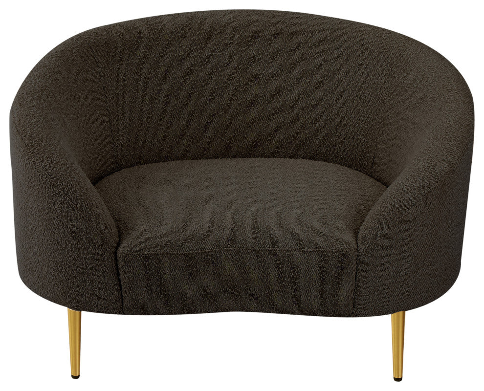Ritz Boucle Fabric Upholstered Chair, Brown