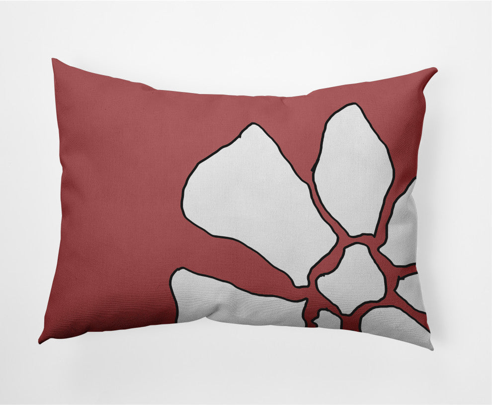 Petal Lines Indoor/Outdoor Lumbar Pillow, Coral, 14x20"