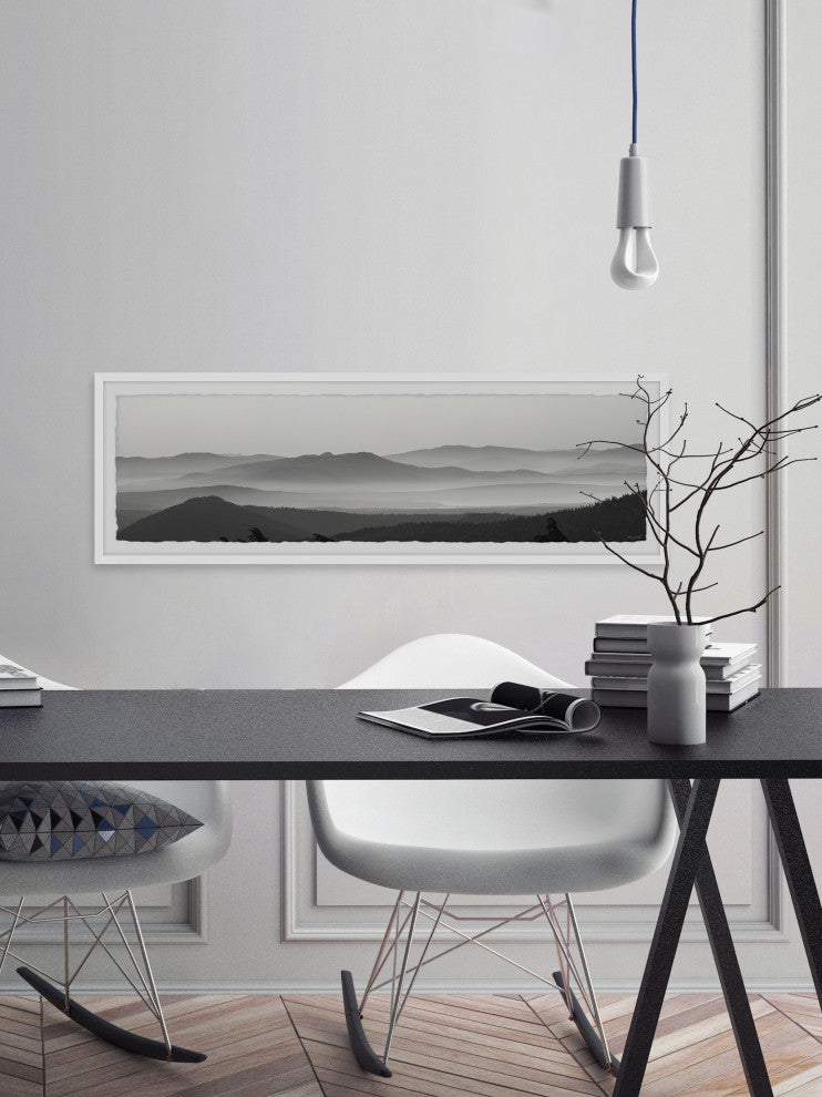 "Distant Hills" Framed Painting Print, 45x15