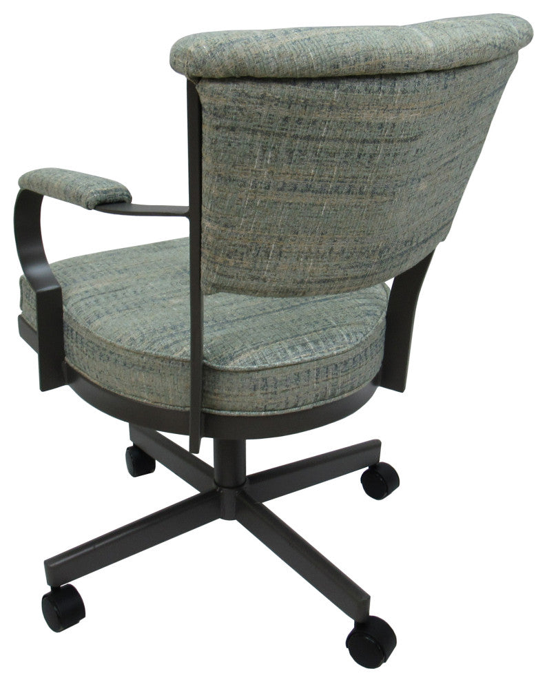 Miami Swivel Metal Dining Caster Chair - Reading Base, Watusi Aquatint, Gray