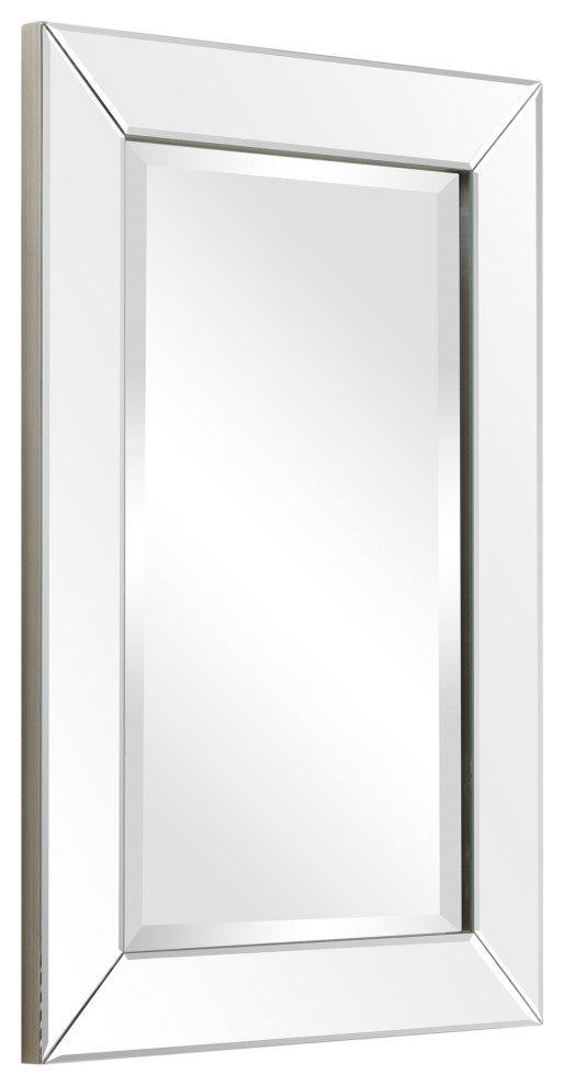 Antique Beveled Rectangle Wall Mirror, 1" Beveled Center, Wood Frame, 30"x20"