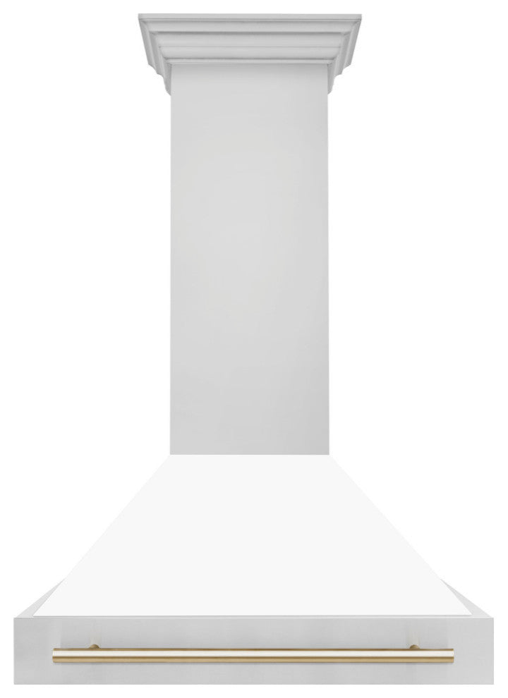 ZLINE 36" Wall Mount Hood, Stainless With White Matte Shell, 8654STZ-WM36-G