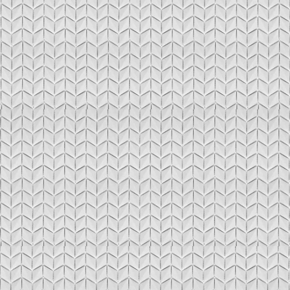 11 1/2"x12" Chevron Recycled Glass Tile, Steel