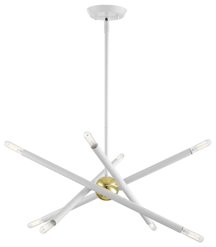 Livex Lighting Soho 8 Light White With Polished Brass Accents Chandelier