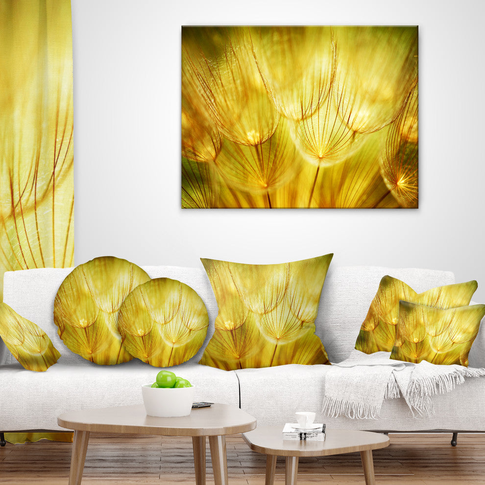 Soft Yellow Dandelion Flowers Floral Throw Pillow, 18"x18"