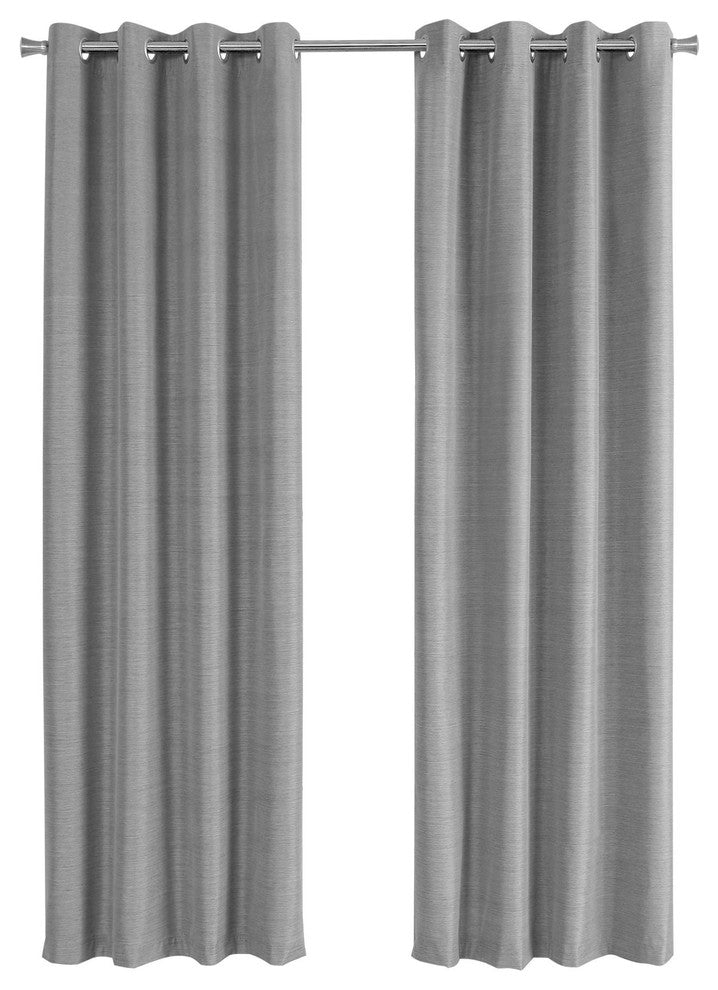 Curtain Panel, 2 Pieces, 52"Wx95"H Gray Solid Blackout