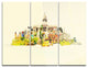 "Havana Panoramic View" Watercolor Metal Wall Art, 3 Panels, 36"x28"