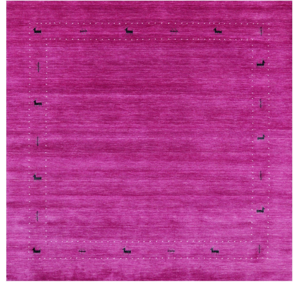 6' Square Handmade Persian Gabbeh Wool Rug - Q15050