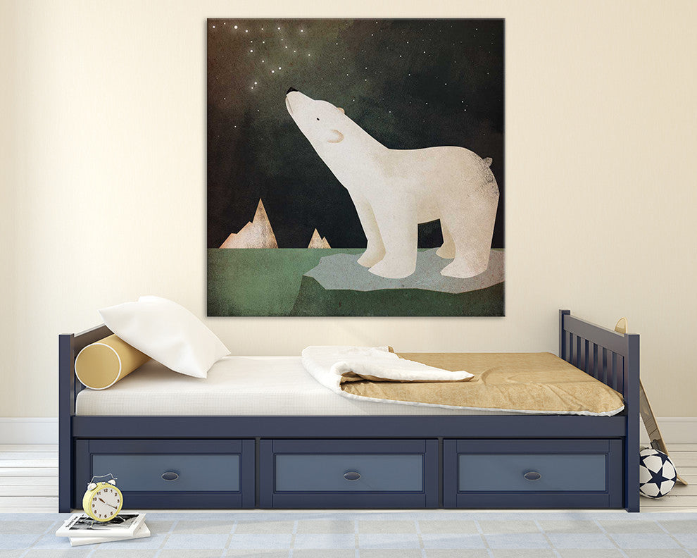"Constellations Polar Bear" Fine Art Canvas Print, 54"x54"