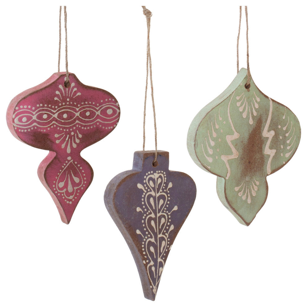 Wood Finial Ornament, 6-Piece Set